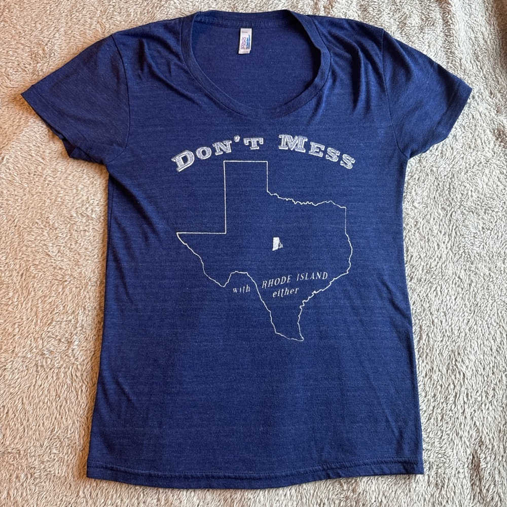 Don’t Mess With Rhode Island Either American Apparel Navy Tee